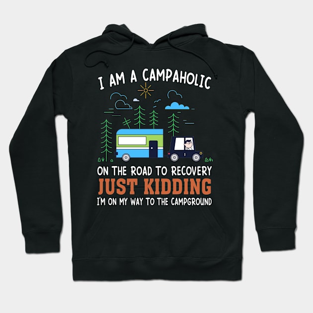 I Am A Campaholic On The Road To Recovery Just Kidding I'm On My Way To The Campground Hoodie by Jenna Lyannion